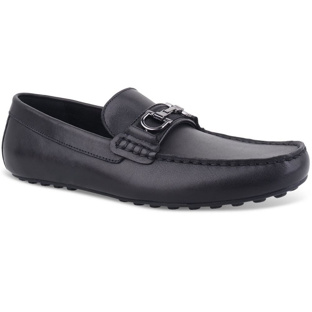Alfani Men's Jasonn Black Leather Slip-On Driving Loafers- Size 7